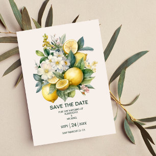 Vintage Watercolor Summer Citrus Wedding Save The Date