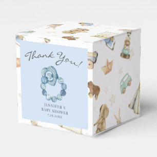 Vintage Watercolor Teething Ring Boy Baby Shower Favor Box