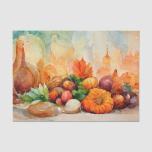 Vintage Watercolor Thanksgiving Autumn Harvest  Tissue Paper