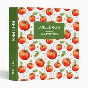 Vintage Watercolor Tomatoes Personalized Recipe Binder