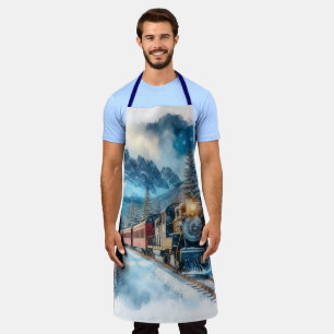 Vintage Watercolor Train AI Apron