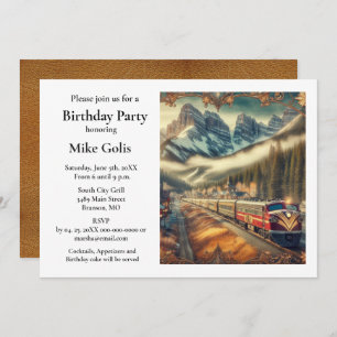 Vintage Watercolor Train Invitation de fête d'anni