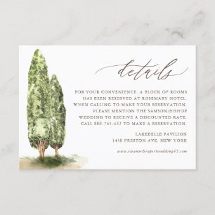 Vintage Watercolor Trees Wedding Details Enclosure Card