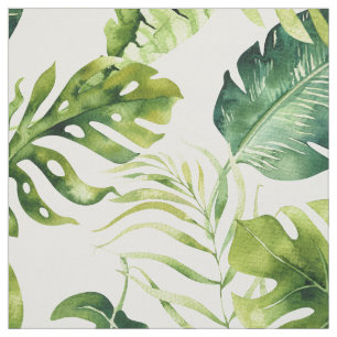 Vintage watercolor tropical leaves fabric