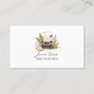 Vintage Watercolor Typewriter Author Business Card