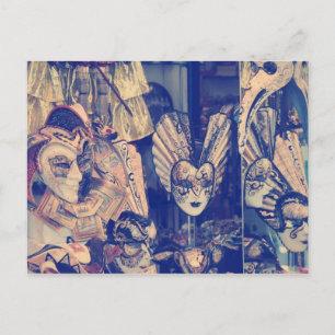 Vintage Watercolor Venetian Mask Elegant Postcard 