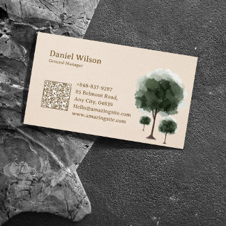 Vintage watercolored Trees Business Cards