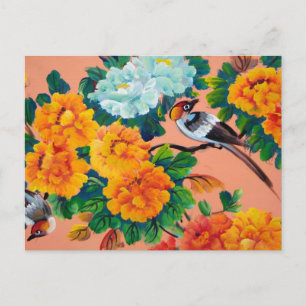 Vintage Watercolour Birds Postcard