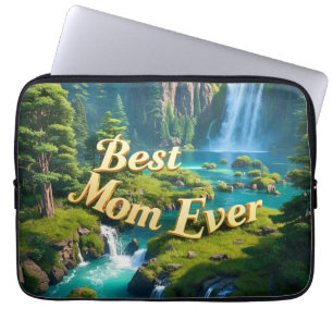 Vintage Waterfall Best Mom Ever Laptop Sleeve