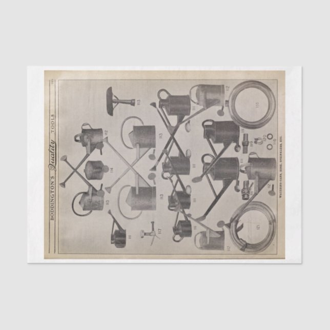 Vintage Watering Cans Farm Gardening Decoupage Tissue Paper (Front)