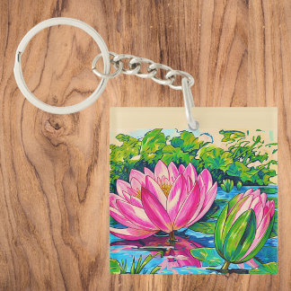 Vintage Waterlilies — Remastered by Alma Keychain