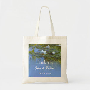 vintage waterlily wedding favour thank you tote bag