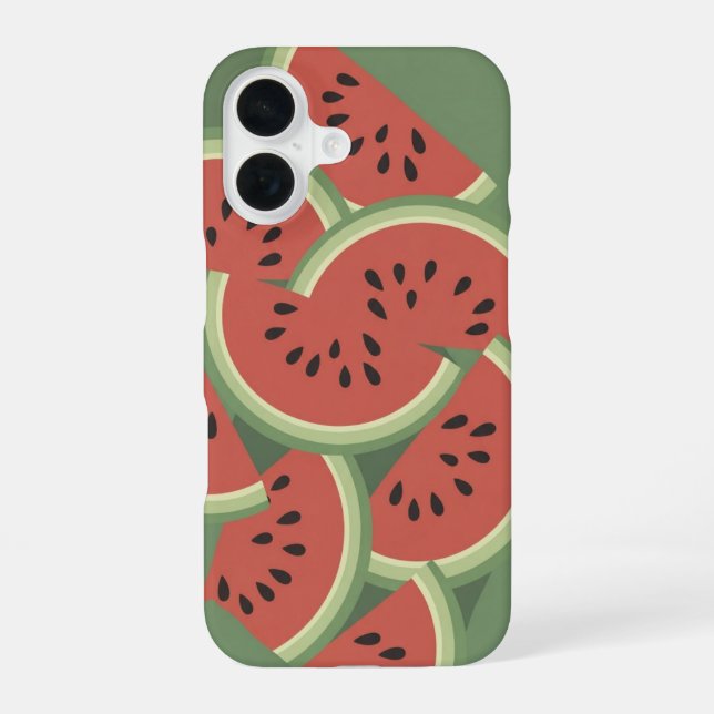 Vintage Watermelon Slices iPhone 16 Case (Back)