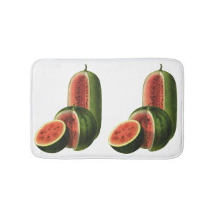 Vintage Watermelons Tall Round, Organic Food Fruit Bath Mat