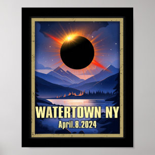 Vintage Watertown Ny Total Solar Eclipse 2024 Poster