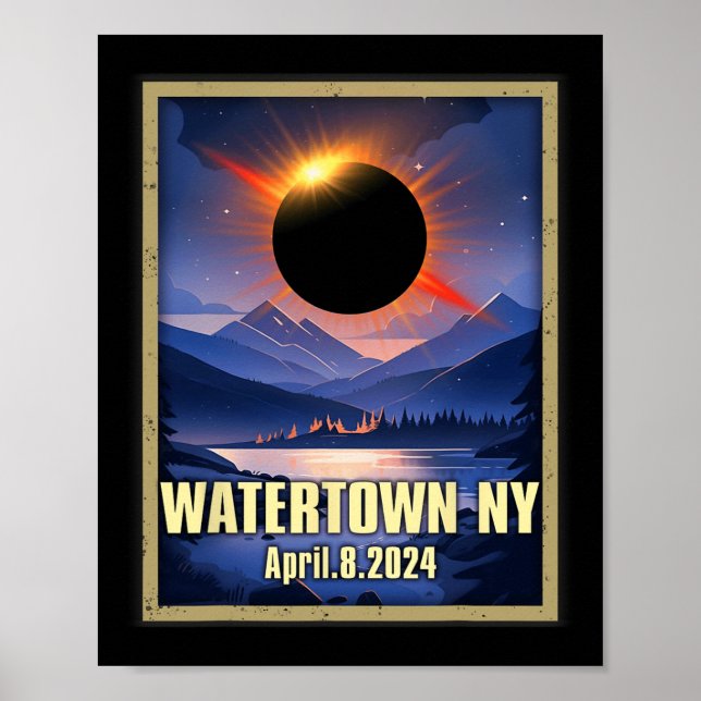 Vintage Watertown Ny Total Solar Eclipse 2024  Poster (Front)