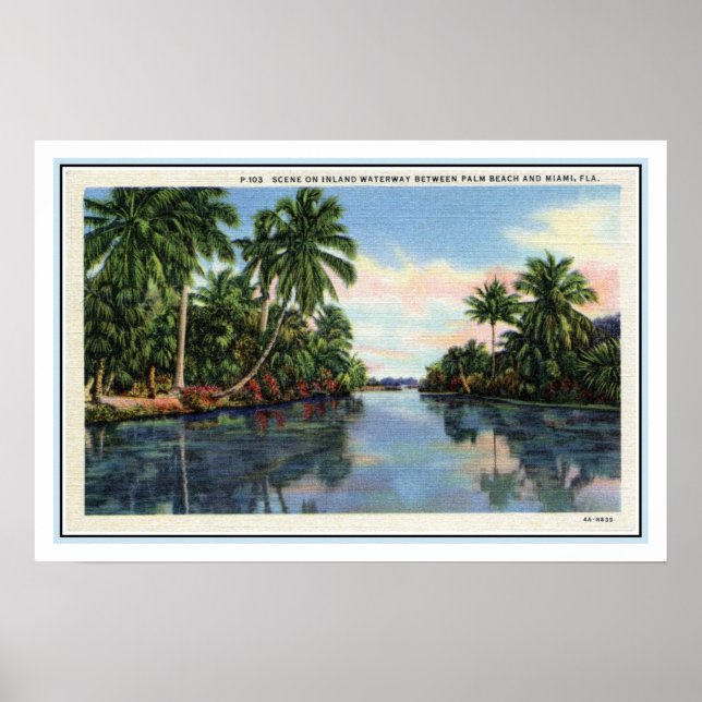 Vintage Waterway between Miami and Palm Beach Poster (Front)