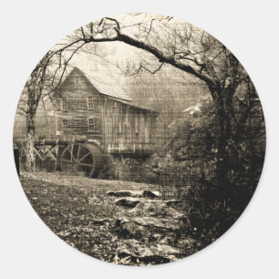 Vintage Waterwheel Classic Round Sticker