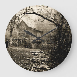 Vintage Waterwheel Large Clock