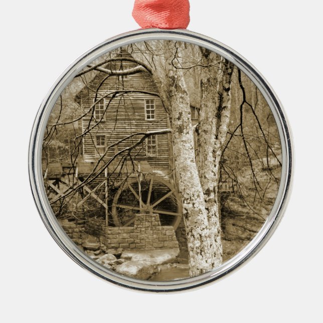 Vintage Waterwheel Metal Ornament (Front)