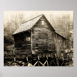 Vintage Waterwheel Poster