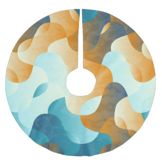 Vintage wave pattern, blue and brown. brushed polyester tree skirt