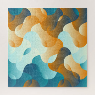 Vintage wave pattern, blue and brown. jigsaw puzzle