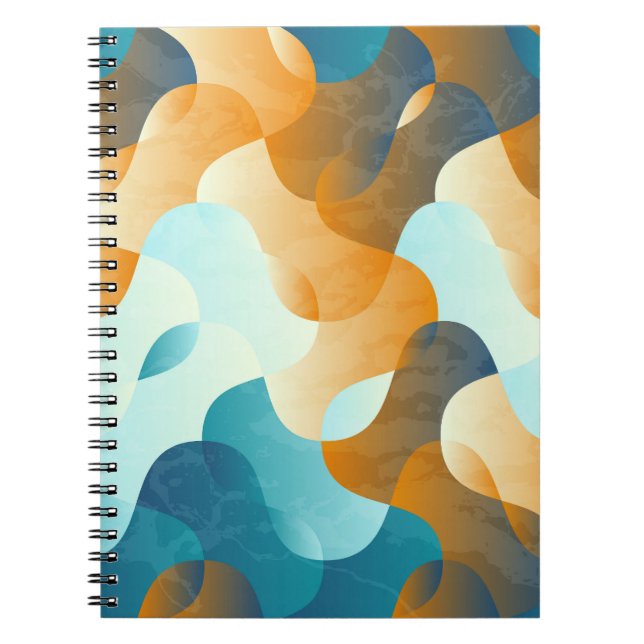 Vintage wave pattern, blue and brown. notebook (Front)