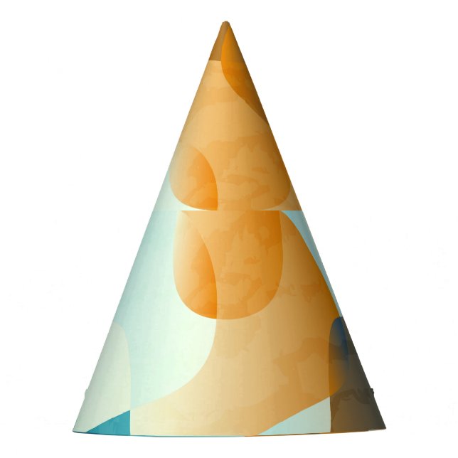 Vintage wave pattern, blue and brown. party hat (Front)
