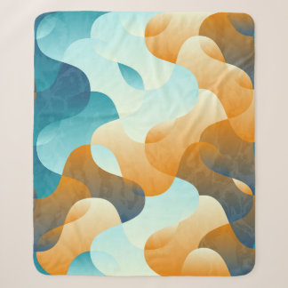 Vintage wave pattern, blue and brown. sherpa blanket