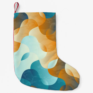 Vintage wave pattern, blue and brown. small christmas stocking