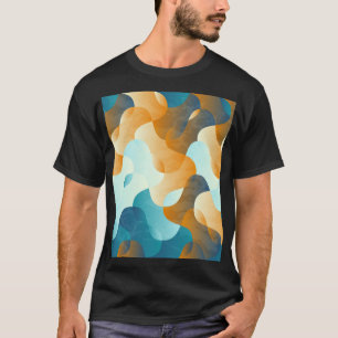 Vintage wave pattern, blue and brown. T-Shirt