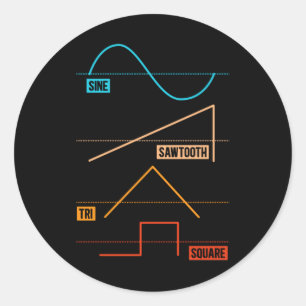Vintage Waveform Analogue Musician Classic Round Sticker