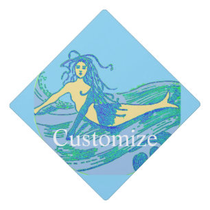 Vintage Waveriding Mermaid Thunder_Cove Graduation Cap Topper