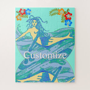 Vintage Waveriding Mermaid Thunder_Cove Jigsaw Puzzle