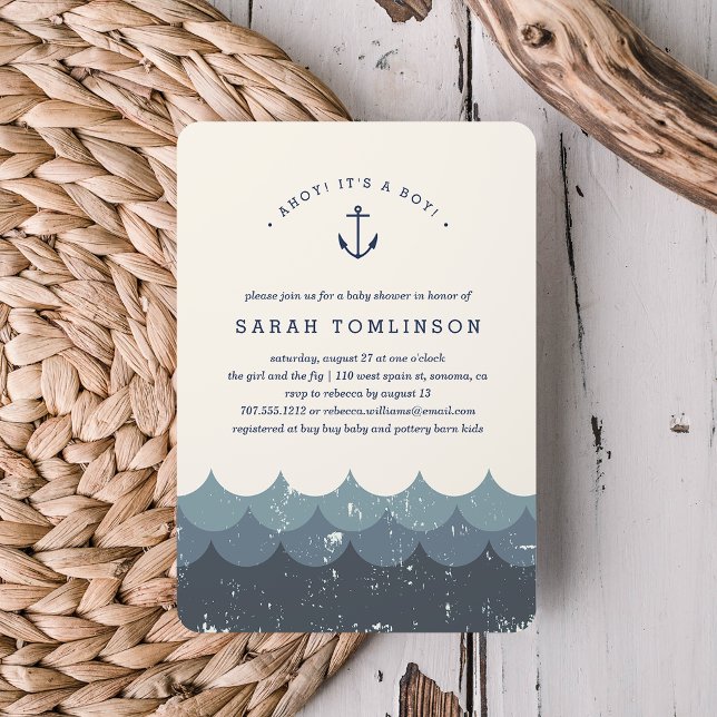 Vintage Waves Baby Shower Invitation (Creator Uploaded)