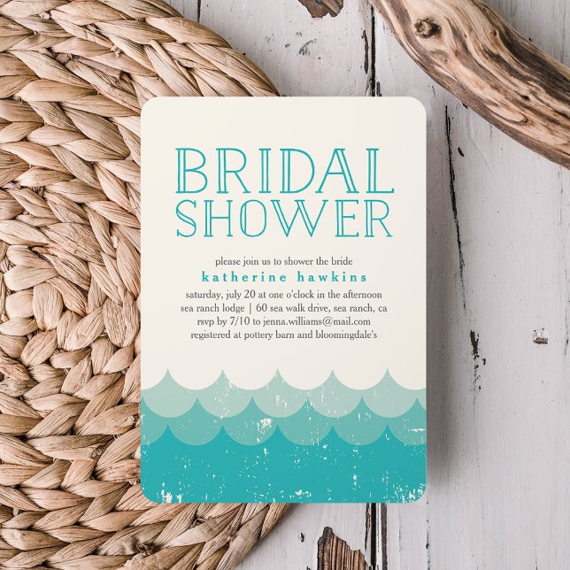 Vintage Waves Beach Bridal Shower Invitation (Creator Uploaded)