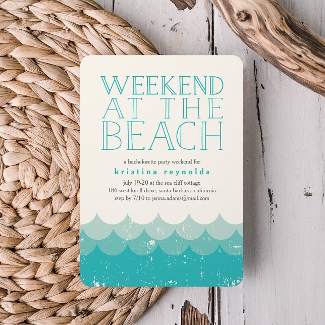 Vintage Waves Beach Weekend Getaway Invitation (Creator Uploaded)