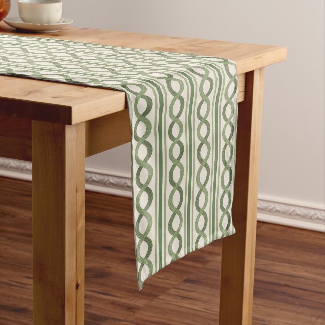 Vintage waves green long table runner (In Situ)