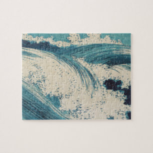Vintage Waves Japanese Woodcut Ocean Jigsaw Puzzle