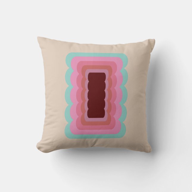 Vintage Wavy Abstract Throw Pillow (Front)