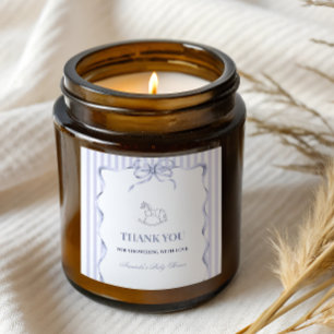 Vintage Wavy Blue Boy Rocking Horse Baby Shower Square Sticker