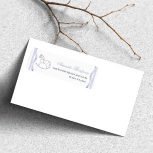 Vintage Wavy Border Blue Rocking Horse Baby Shower