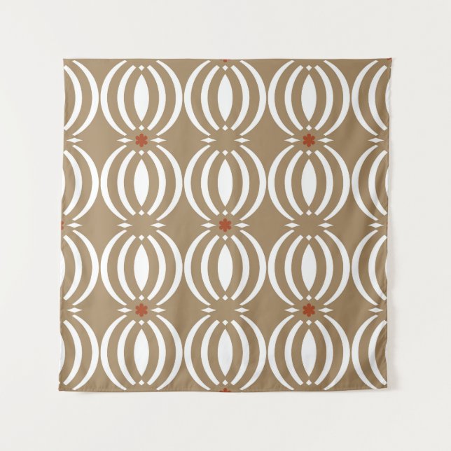 Vintage Wavy Lines Geometric Design Tapestry (Front)