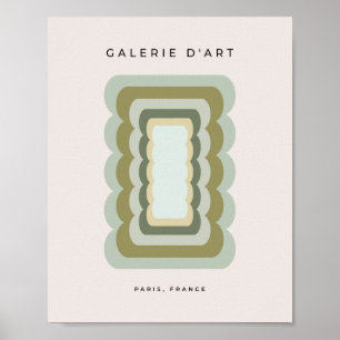Vintage Wavy Lines Sage Green And Beige Poster
