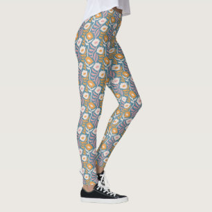 Vintage Wavy Retro Groovy Pastel Floral Pattern Leggings