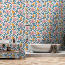 Vintage Wavy Retro Groovy Pastel Floral Pattern