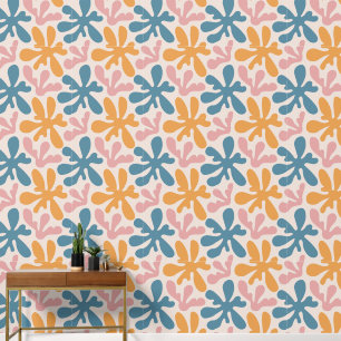Vintage Wavy Retro Groovy Pastel Floral Pattern Wallpaper