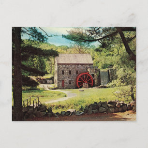 Vintage Wayside Grist Inn Mill Holiday Postcard