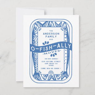 Vintage We Have O-Fish-Ally Moved Sea Sardine Blue Card